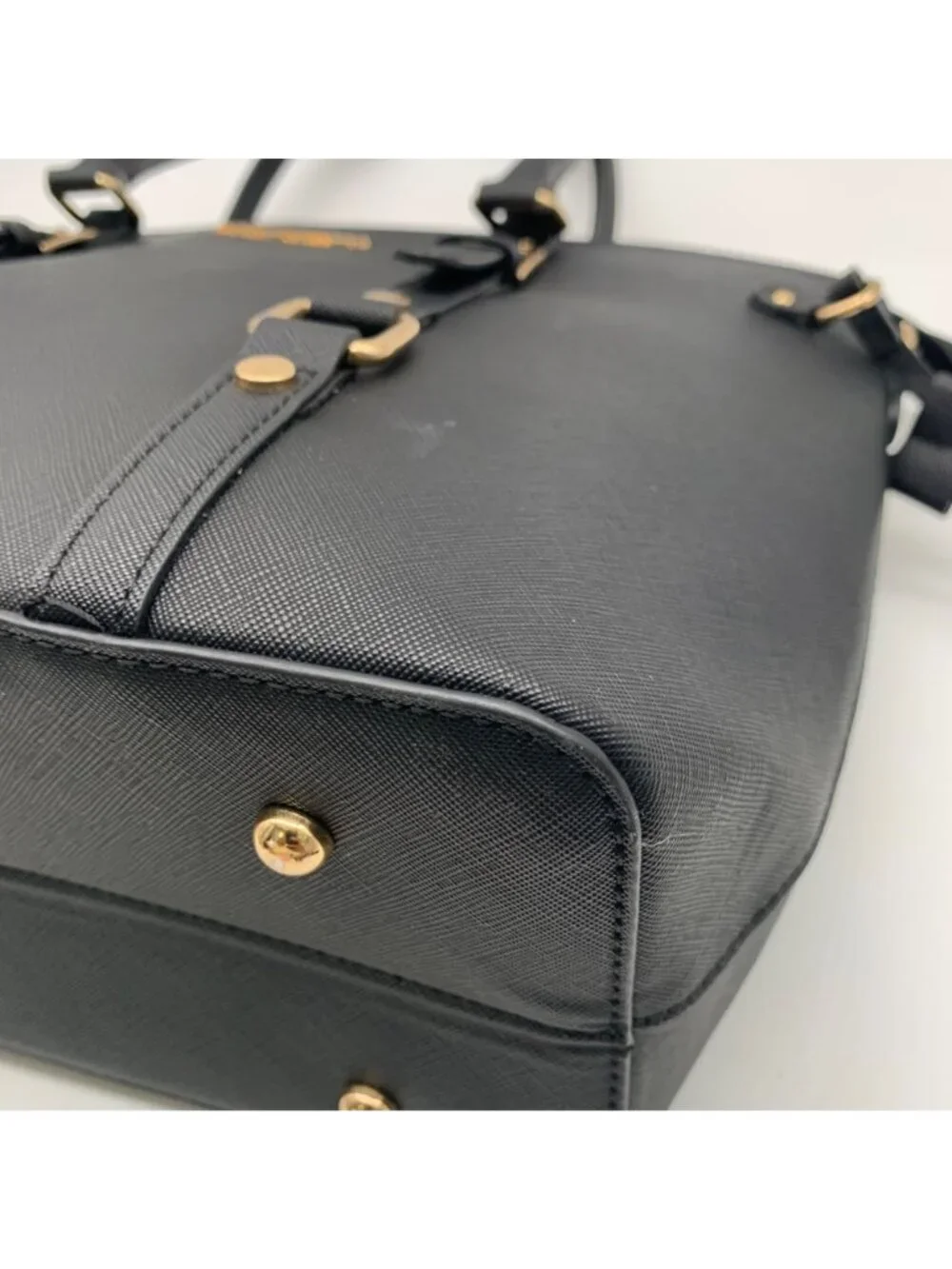 Montana West Black Saffiano Faux Leather Buckle Tote And Wallet